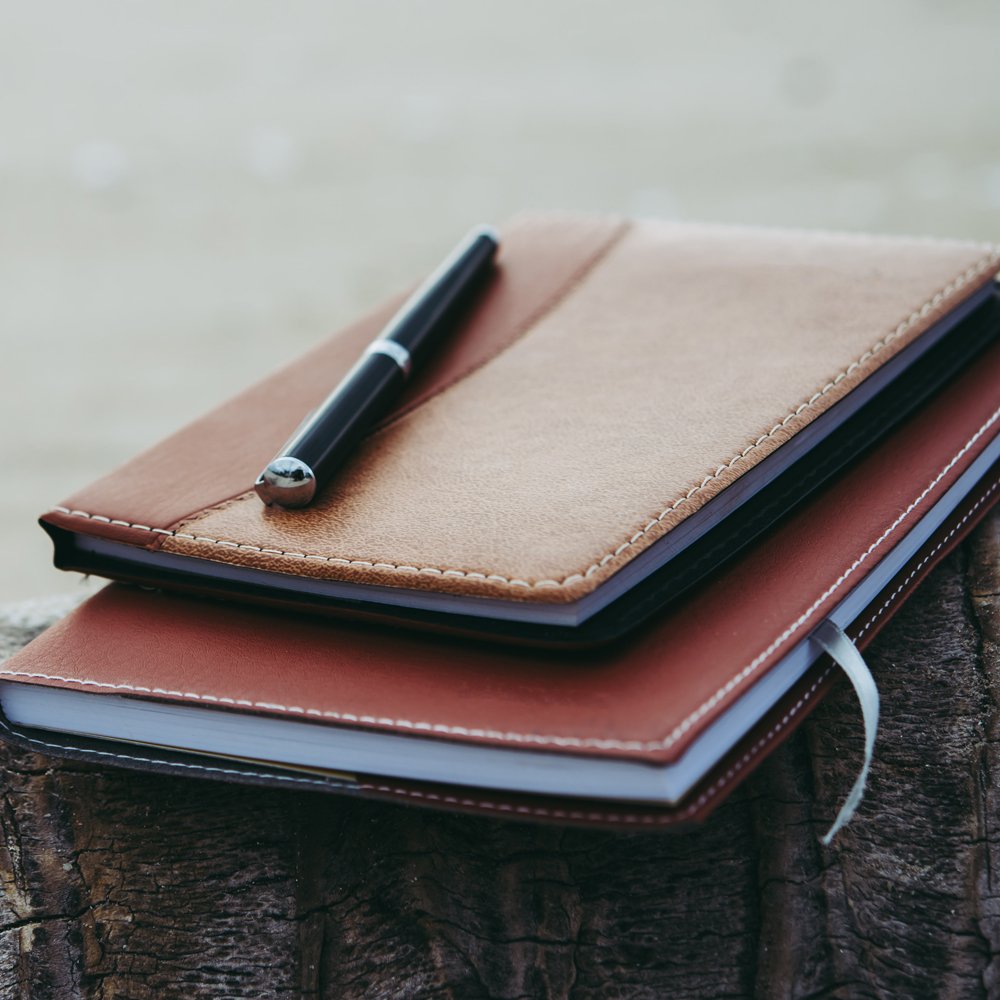 Leather bound notebook, corporate promo item